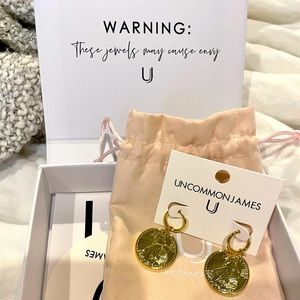 Uncommon James gold dangle coin earring